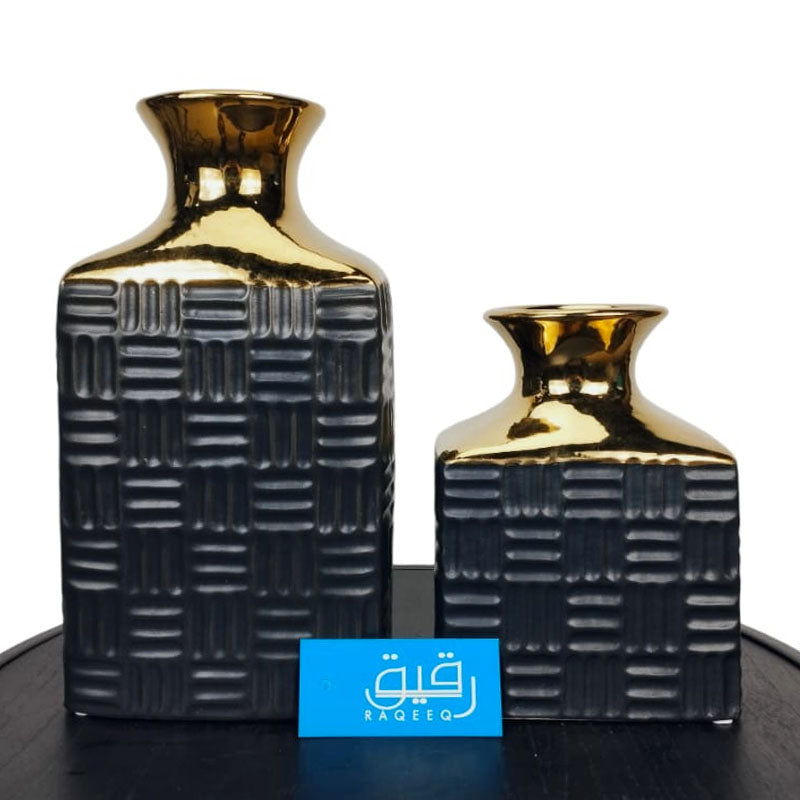 Set of Black & Golden Modern Ceramic Vase for Table Décor – GD715