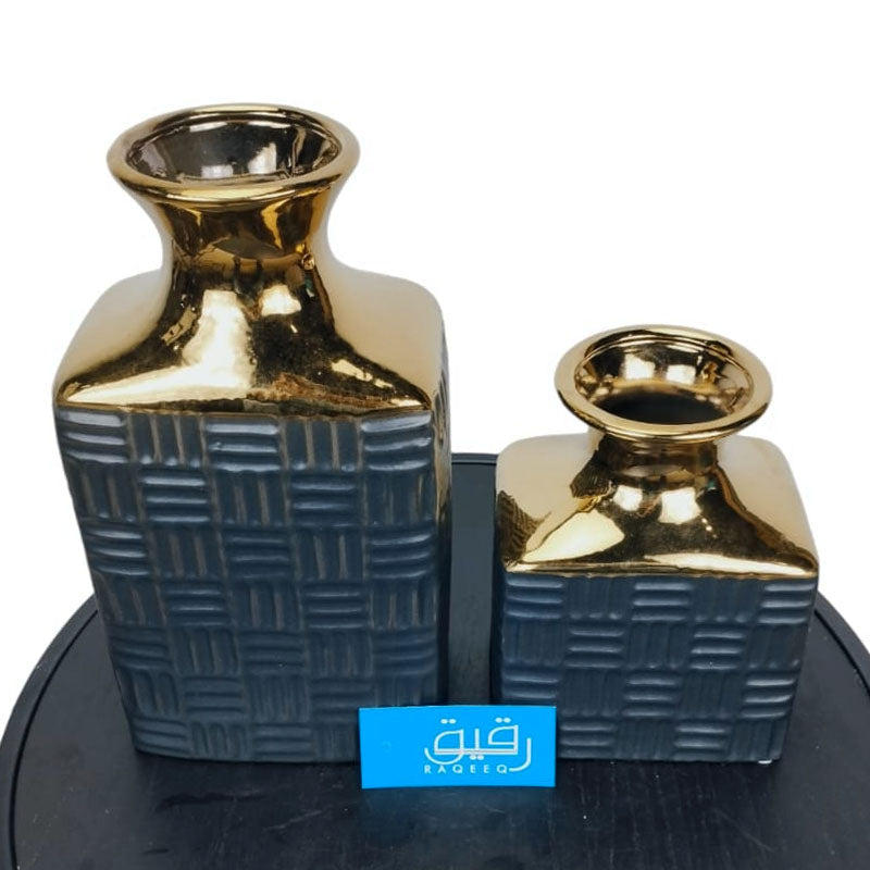 Set of Black & Golden Modern Ceramic Vase for Table Décor – GD715