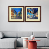 Set of 2, People in the Market Scenery Painting Collage Wall Art Frames - BF07