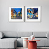 Set of 2, People in the Market Scenery Painting Collage Wall Art Frames - BF07