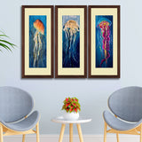 Set of 3, Vibrant Jellyfish Collage Wall Art Frames - BF111