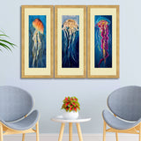 Set of 3, Vibrant Jellyfish Collage Wall Art Frames - BF111