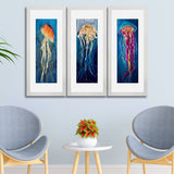 Set of 3, Vibrant Jellyfish Collage Wall Art Frames - BF111
