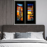 Set of 2, Boats Sailing through Sunset Collage Wall Art Frames - BF164