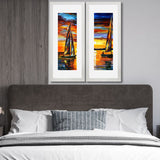 Set of 2, Boats Sailing through Sunset Collage Wall Art Frames - BF164