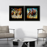 Set of 2, Running Stallions Collage Wall Art Frames - BF179