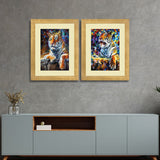 Set of 2, Resting Tiger Collage Wall Art Frames - BF188