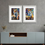 Set of 2, Resting Tiger Collage Wall Art Frames - BF188