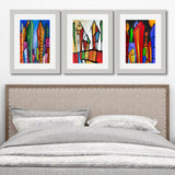 Set of 3, Abstract City Collage Wall Art Frames - BF18