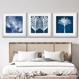 Set of 3, Blue & White Abstract Leaves Collage Wall Art Frames - BF30