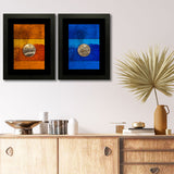 Set of 2, Coin on Abstract Background Collage Wall Art Frames - BF49