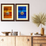 Set of 2, Coin on Abstract Background Collage Wall Art Frames - BF49