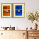 Set of 2, Coin on Abstract Background Collage Wall Art Frames - BF49