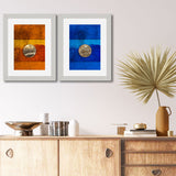 Set of 2, Coin on Abstract Background Collage Wall Art Frames - BF49