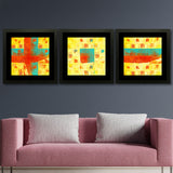 Set of 3, Vibrant Abstract Collage Wall Art Frames - BF68