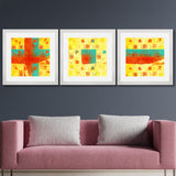 Set of 3, Vibrant Abstract Collage Wall Art Frames - BF68