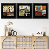 Set of 3, Abstract House on Cliff Collage Wall Art Frames - BF90
