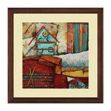 Set of 3, Abstract House on Cliff Collage Wall Art Frames - BF90