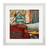 Set of 3, Abstract House on Cliff Collage Wall Art Frames - BF90