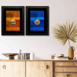 Set of 2, Coin on Abstract Background Collage Wall Art Frames - BF49