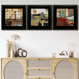 Set of 3, Abstract House on Cliff Collage Wall Art Frames - BF90
