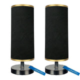 Pair of Stainless Steel Side Table Lamps with Cylindrical Shades- Raqeeq