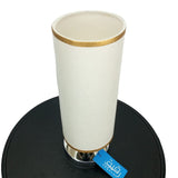 Pair of Stainless Steel Side Table Lamps with Cylindrical Shades- Raqeeq
