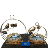 Set of 2 Sparrow Themed Metallic Candle Stand  for Table Decoration –  GD377