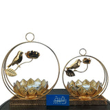 Set of 2 Sparrow Themed Metallic Candle Stand  for Table Decoration –  GD377