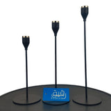 Set of 3 Black & Golden Metal Candle Stand- GD517
