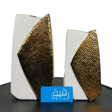 Set of 2 Classical White & Gold Ceramic Vase for Table Décor – GD712