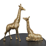 Set of 2 Golden Giraffe Figurines for Table Décor - GD781