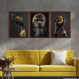 Set of 3, African lady Collage Wall Art Frames - S01