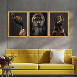 Set of 3, African lady Collage Wall Art Frames - S01