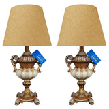 White & Golden Elegent Side Table Lamps Pair - TL130