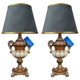 White & Golden Elegent Side Table Lamps Pair - TL130