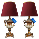 White & Golden Elegent Side Table Lamps Pair - TL130