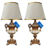White & Golden Elegent Side Table Lamps Pair - TL130