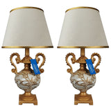 White & Golden Elegent Side Table Lamps Pair - TL144