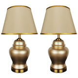 Pair of Golden Ceramic Table Lamps - TL153
