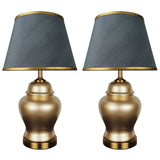 Pair of Golden Ceramic Table Lamps - TL153