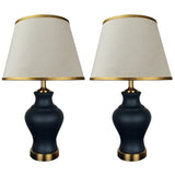 Pair of Black Ceramic Table Lamps - TL155