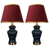 Pair of Black Ceramic Table Lamps - TL159