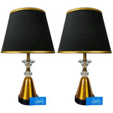 Pair of Golden & Black Metal Lamps with Crystal - TL168