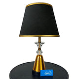 Pair of Golden & Black Metal Lamps with Crystal - TL168