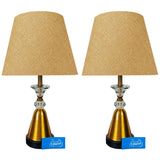 Pair of Golden & Black Metal Lamps with Crystal - TL168