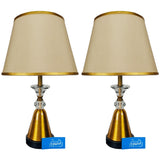 Pair of Golden & Black Metal Lamps with Crystal - TL168