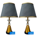 Pair of Golden & Black Metal Lamps with Crystal - TL168
