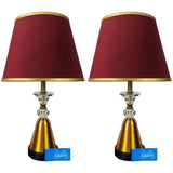 Pair of Golden & Black Metal Lamps with Crystal - TL168