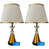 Pair of Golden & Black Metal Lamps with Crystal - TL168